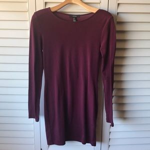 Simple Burgundy Long Sleeve Dress Forever 21🥀